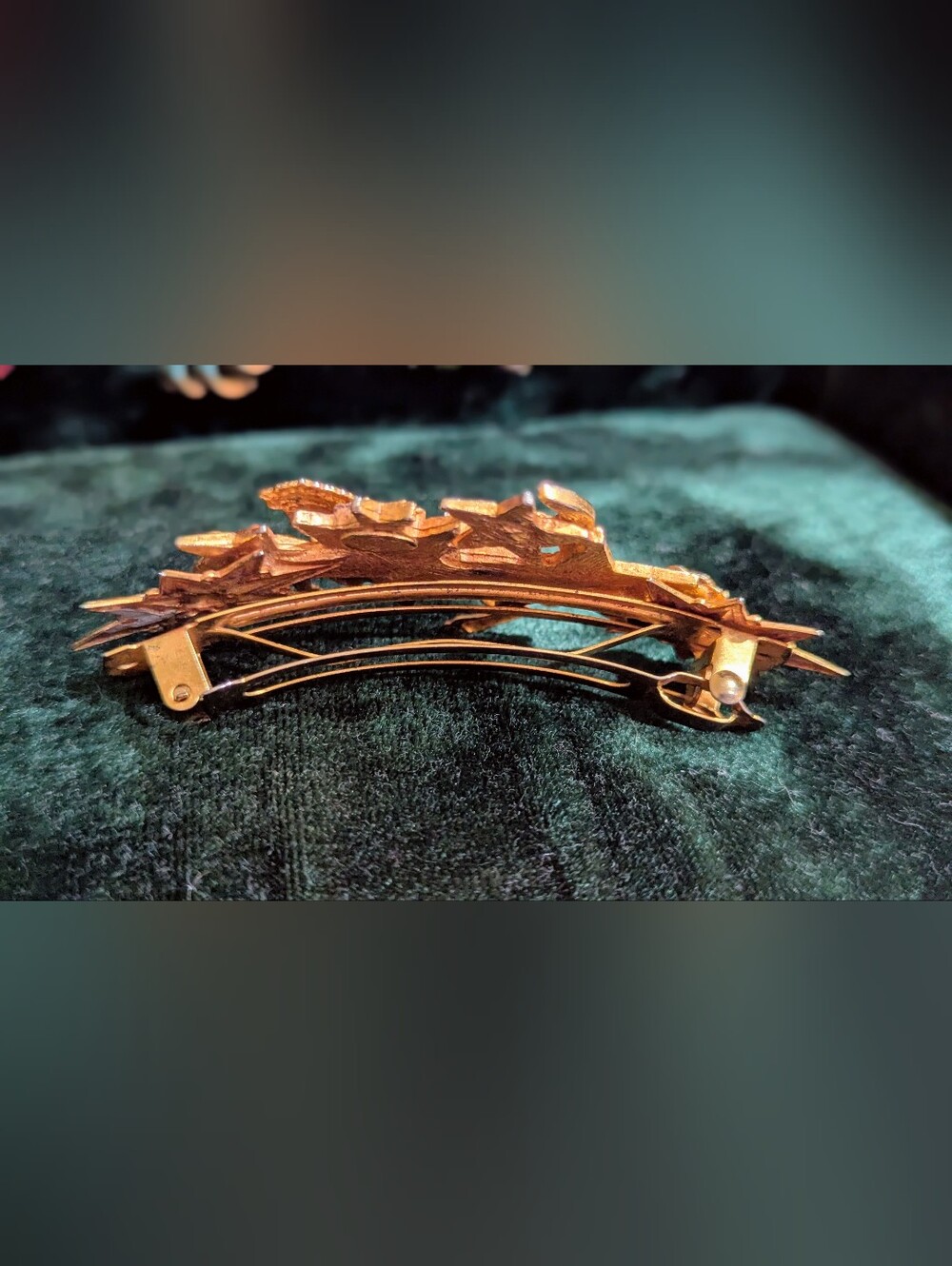Rare Vintage Kirks Folly Gold-Tone Celestial Star & Moon Hair Clip - Picture 4 of 4